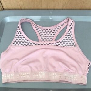 PINK Victoria's Secret Pale Pink Mesh-Back Racerback Sports Bra